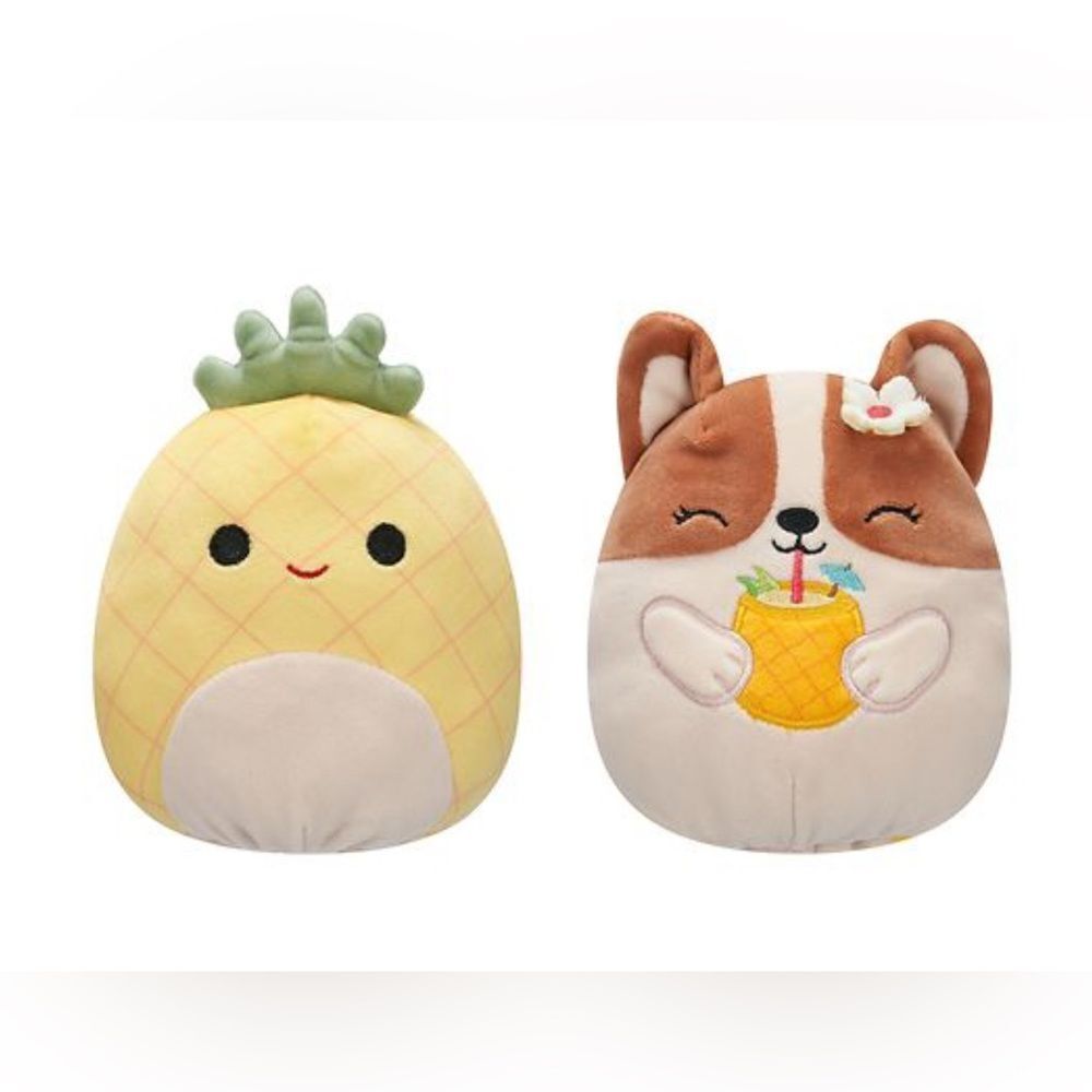 8” New Squishmallows Flipamallows - Maui Pineapple / Regina Corgi Plush New with